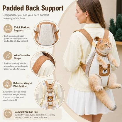 Double-Strap Mesh Fabric Pet Carrier Backpack - Lightweight, Breathable, and Durable Travel Pack for Dogs and Cats for Outdoor Adventures and Camping