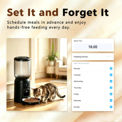 Taleboss Smart Automatic Cat Feeder with Integrated Camera, 5L Capacity, Laser Toy, 1080P HD Video, App Control, Night Vision, Dual Band Wifi Connectivity, and Two-Way Audio