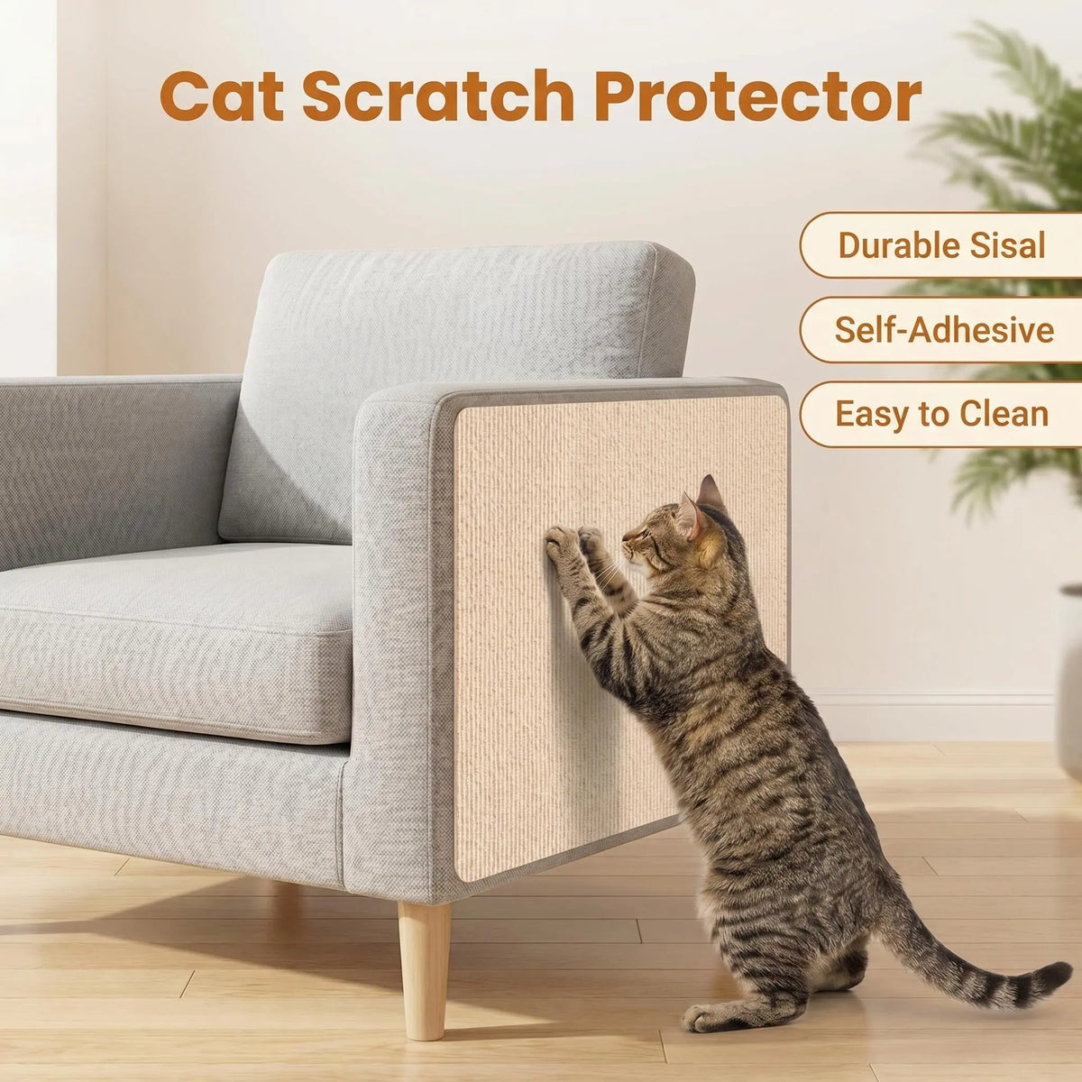 Cat Scratch Protector for Home Furniture - 11.85" x 39.3" Easy Installation Anti-Scratch Sticky Pad, Protects Leather Couch Arms & Corners, Iridescent Stained Glass Decorative Window Film, Sofa Arms by Sohochic