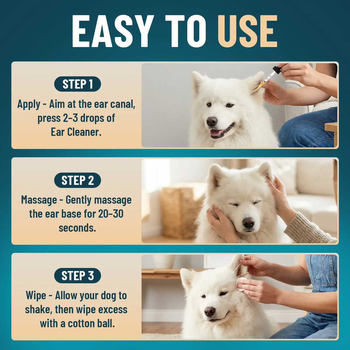 VICSOM Alcohol-Free Dog Ear Cleaner - 60ml Ozonated Olive Oil and Botanical Formula for Wax Removal, Dirt and Debris Control, and Routine Grooming with Ear Freshening Benefits