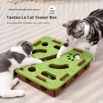 Green Maze Ball Cat Toy - Felt Surface with Animal Print, Engaging Track Design for Indoor Kittens, Universal Size Exercise Aid for Boredom Relief