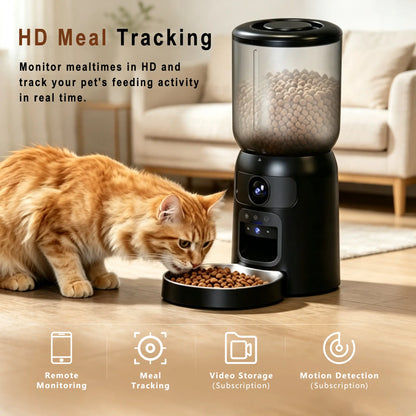 Taleboss Smart Automatic Cat Feeder with Integrated Camera, 5L Capacity, Laser Toy, 1080P HD Video, App Control, Night Vision, Dual Band Wifi Connectivity, and Two-Way Audio