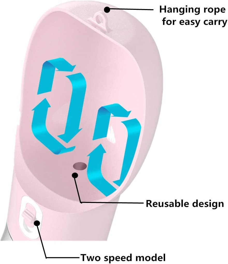 Portable Dog Water Bottle with Food Storage Container, Dishwasher Safe - Pink